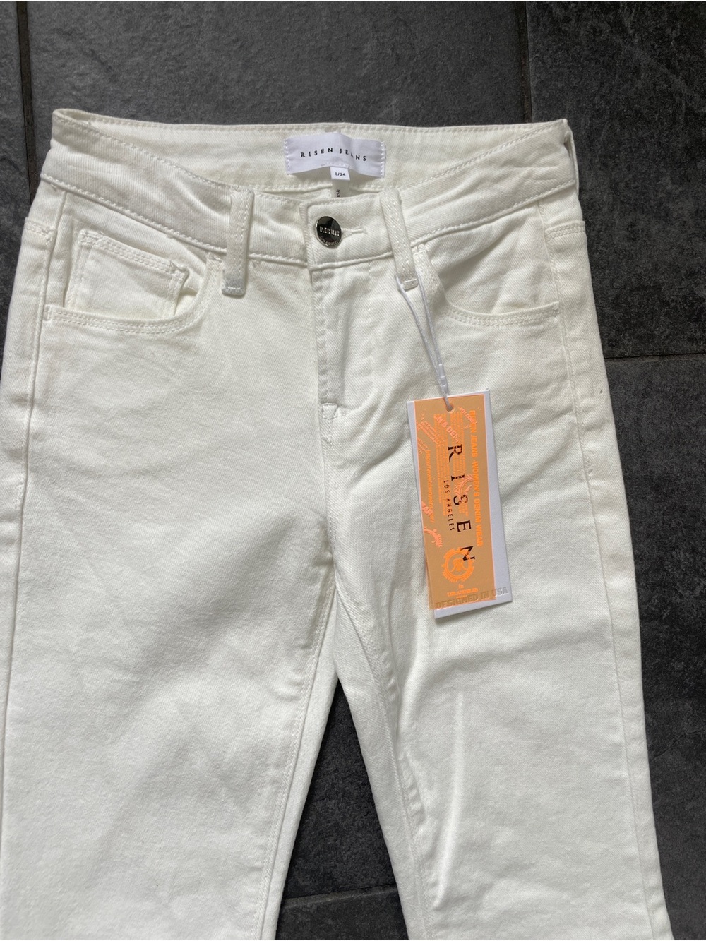 NWT Risen Los Angeles White High-Rise Flare Jeans Size 0/24 - Picture 3 of 11